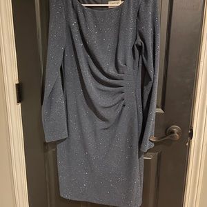 Slate blue with silver glittery size 6 worn once to my daughters wedding